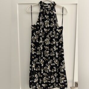 Michael Kors black floral halter dress